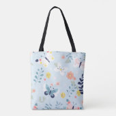 Whimsical Blue Butterfly Canvas tas (Achterkant)