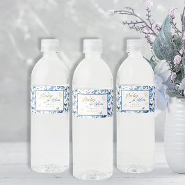 Whimsical Blue Butterfly Kisses Baby shower Waterfles Etiket