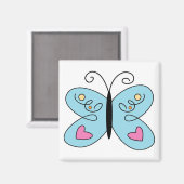 Whimsical Blue Butterfly met hart Wings Magneet (Voorkant / Achterkant)