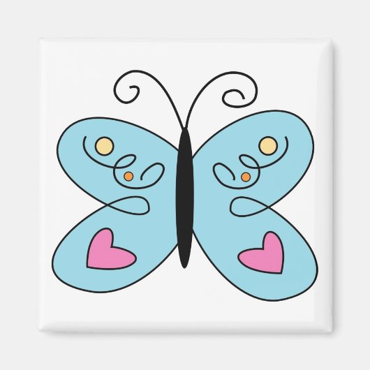 Whimsical Blue Butterfly met hart Wings Magneet (Voorkant)