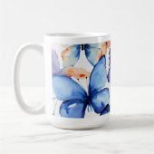 "Whimsical Blue Butterfly Mok" Koffiemok (Links)