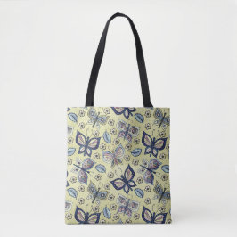 Whimsical Blue Butterfly Naadloos Patroon Tote Bag
