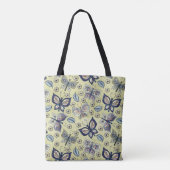 Whimsical Blue Butterfly Naadloos Patroon Tote Bag (Achterkant)