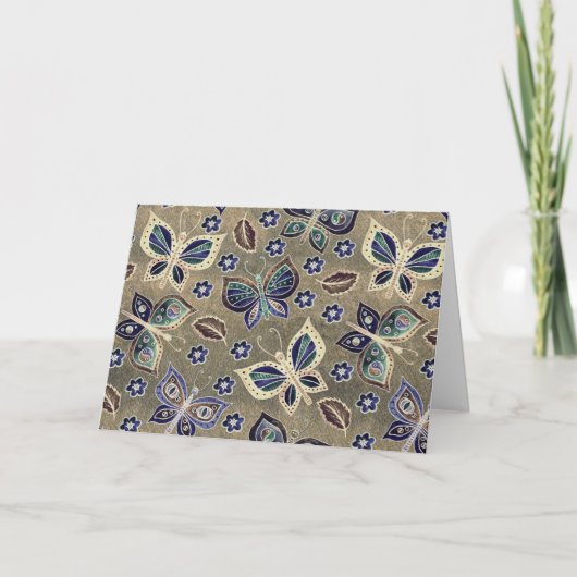Whimsical Blue Butterfly Pattern Blank Note Kaart (Voorkant)