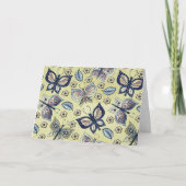 Whimsical Blue Butterfly Pattern Blank Note Kaart (Voorkant)