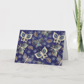 Whimsical Blue Butterfly Pattern Blank Note Kaart (Achterkant)