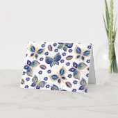 Whimsical Blue Butterfly Pattern Blank Note Kaart (Achterkant)