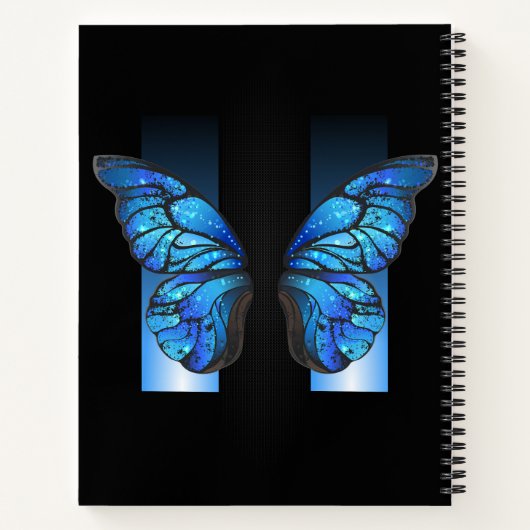 "Whimsical Blue Butterfly Spiral Photo Notitieboek (Achterkant)