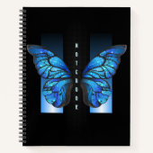 "Whimsical Blue Butterfly Spiral Photo Notitieboek (Voorkant)