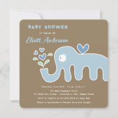 Whimsical Blue Cartoon Elephant Boy Baby shower Kaart (Voorkant)