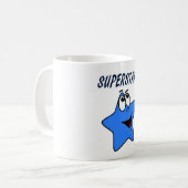 Whimsical Blue Cartoon Superstar Mok voor kinderen (Voorkant links)