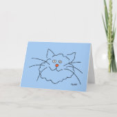Whimsical Blue Cat Birthday Kaart (Voorkant)