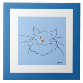 Whimsical Blue Cat keramische Tegel Tegeltje