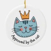 Whimsical Blue Cat met een gele kroon op maat Keramisch Ornament (Achterkant)