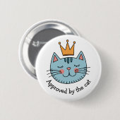 Whimsical Blue Cat met een gele kroon op maat Ronde Button 5,7 Cm (Voorkant /achterkant)