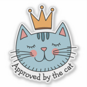 Whimsical Blue Cat met een gele kroon op maat Sticker