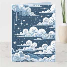 Whimsical Blue Celestial Baby shower Kaart