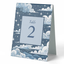 Whimsical Blue Celestial Baby shower Tafelnummer