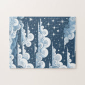 Whimsical Blue Celestial Baby shower Welkomstbord Legpuzzel (Horizontaal)