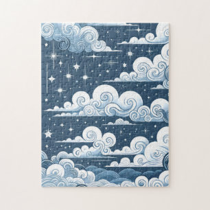 Whimsical Blue Celestial Baby shower Welkomstbord Legpuzzel