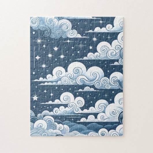 Whimsical Blue Celestial Baby shower Welkomstbord Legpuzzel (Verticaal)