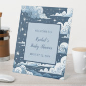 Whimsical Blue Celestial Baby shower Welkomstbord Reclamebord Met Voetstuk (Insitu)