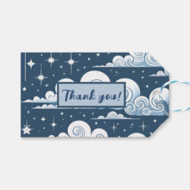Whimsical Blue Celestial Bedankt Cadeaulabel