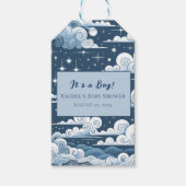Whimsical Blue Celestial Bedankt Cadeaulabel (Voorkant)