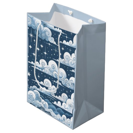 Whimsical Blue Celestial Bedankt Medium Cadeauzakje (Voorkant Gekanteld)