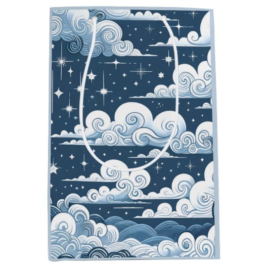 Whimsical Blue Celestial Bedankt Medium Cadeauzakje (Voorkant)
