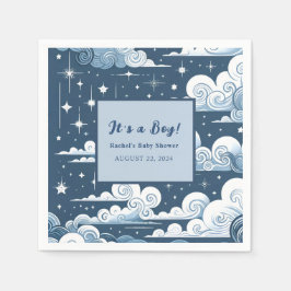 Whimsical Blue Celestial Custom Baby shower Servet
