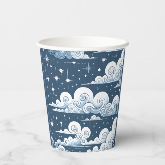 Whimsical Blue Celestial Papieren Bekers (Achterkant)