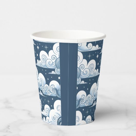Whimsical Blue Celestial Papieren Bekers (Rechts)