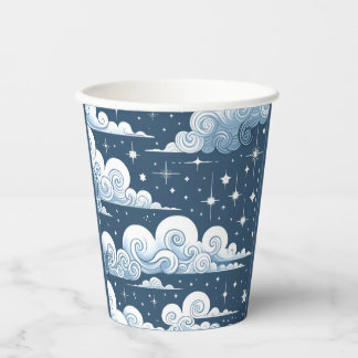 Whimsical Blue Celestial Papieren Bekers