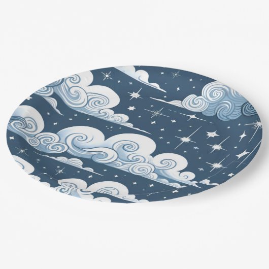 Whimsical Blue Celestial Papieren Bordje (Gekanteld)