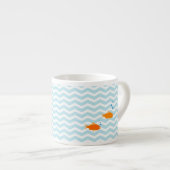 Whimsical Blue chevron met gouden vis Espresso Kop (Voorkant rechts)