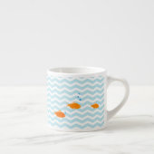 Whimsical Blue chevron met gouden vis Espresso Kop (Rechts)