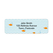 Whimsical Blue chevron met gouden vis Etiket (Voorkant)