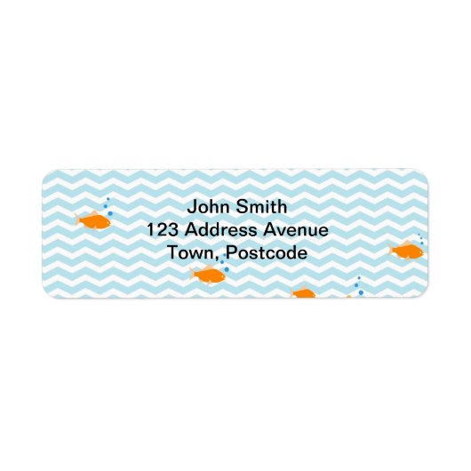 Whimsical Blue chevron met gouden vis Etiket (Voorkant)
