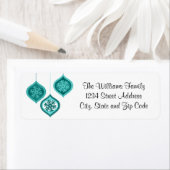 Whimsical Blue Christmas Ornaments Trio Etiket (Insitu)