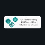 Whimsical Blue Christmas Ornaments Trio Etiket<br><div class="desc">Blauw ornament trio met een grillig landgevoel. Deze schattige ornamenten maken trendy decoraties voor uw winter- en kerstretouradreslabels.</div>