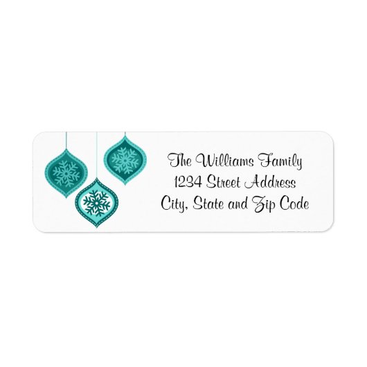 Whimsical Blue Christmas Ornaments Trio Etiket (Voorkant)