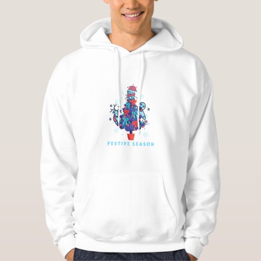 Whimsical Blue Christmas Tree Hoodie (Voorkant)