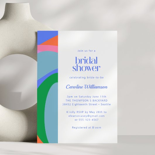 Whimsical Blue Colorful Abstract Art Vrijgezellenf Kaart