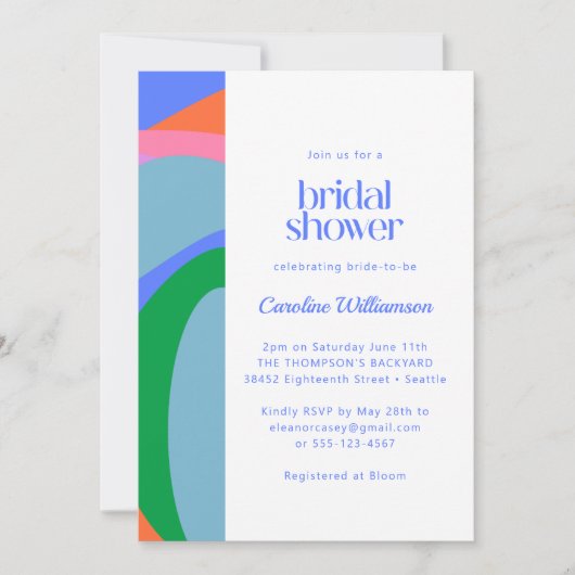 Whimsical Blue Colorful Abstract Art Vrijgezellenf Kaart (Voorkant)