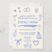 Whimsical Blue Coquette Stijlvol Vrijgezellenfeest Kaart (Voorkant)