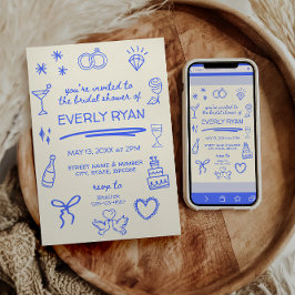 Whimsical Blue Coquette Stijlvol Vrijgezellenfeest Kaart