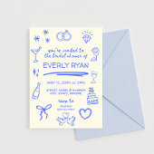 Whimsical Blue Coquette Stijlvol Vrijgezellenfeest Kaart