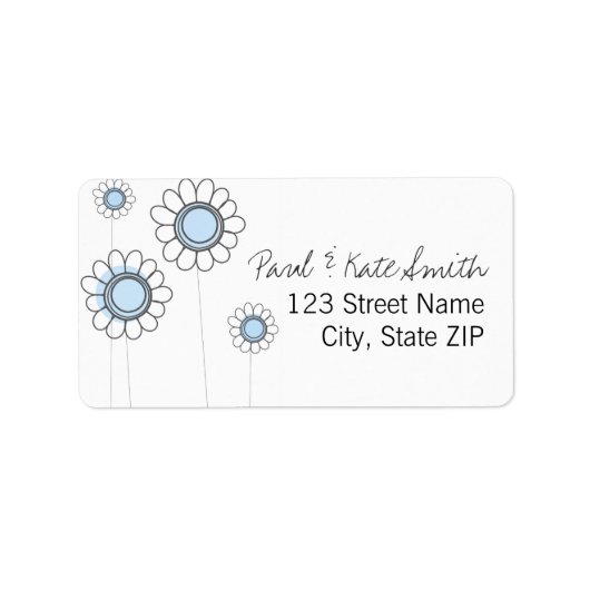 Whimsical Blue Daisies Etiket (Voorkant)