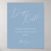 Whimsical Blue Diaper Raffle Baby shower Sign Poster (Voorkant)